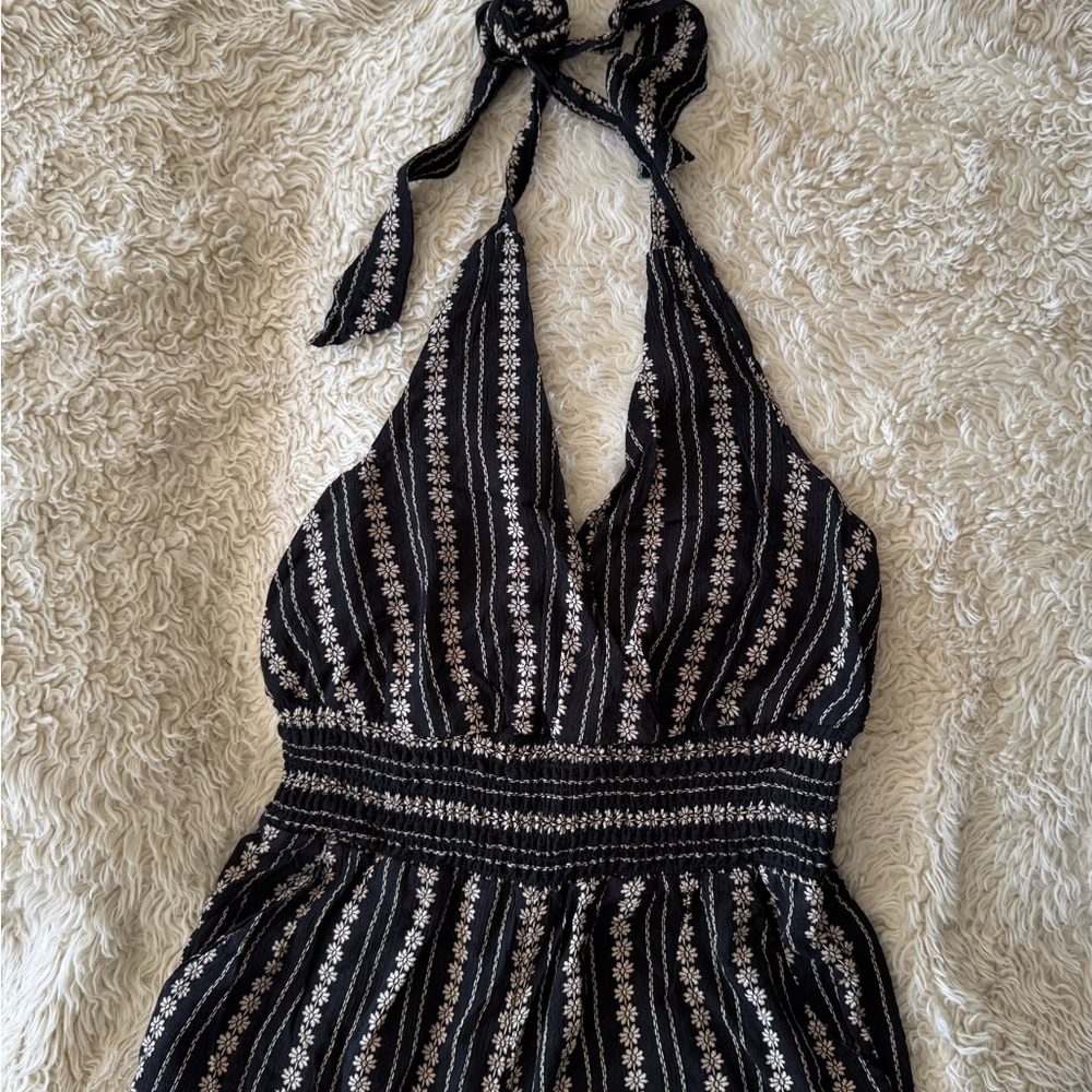 American Eagle Floral striped halter cropped jumpsuit small - Picture 8 of 13